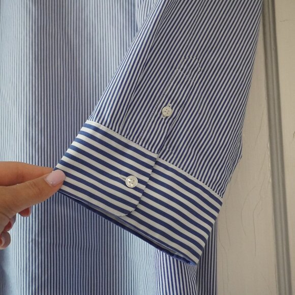 Talbots Boat Neck Collared Blouse Striped 3/4 Sleeve - Picture 6 of 10